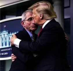 a fake image of President Trump embracing Dr. Fauci
